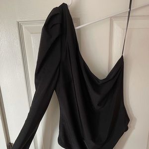 One Shoulder Black Body Suit